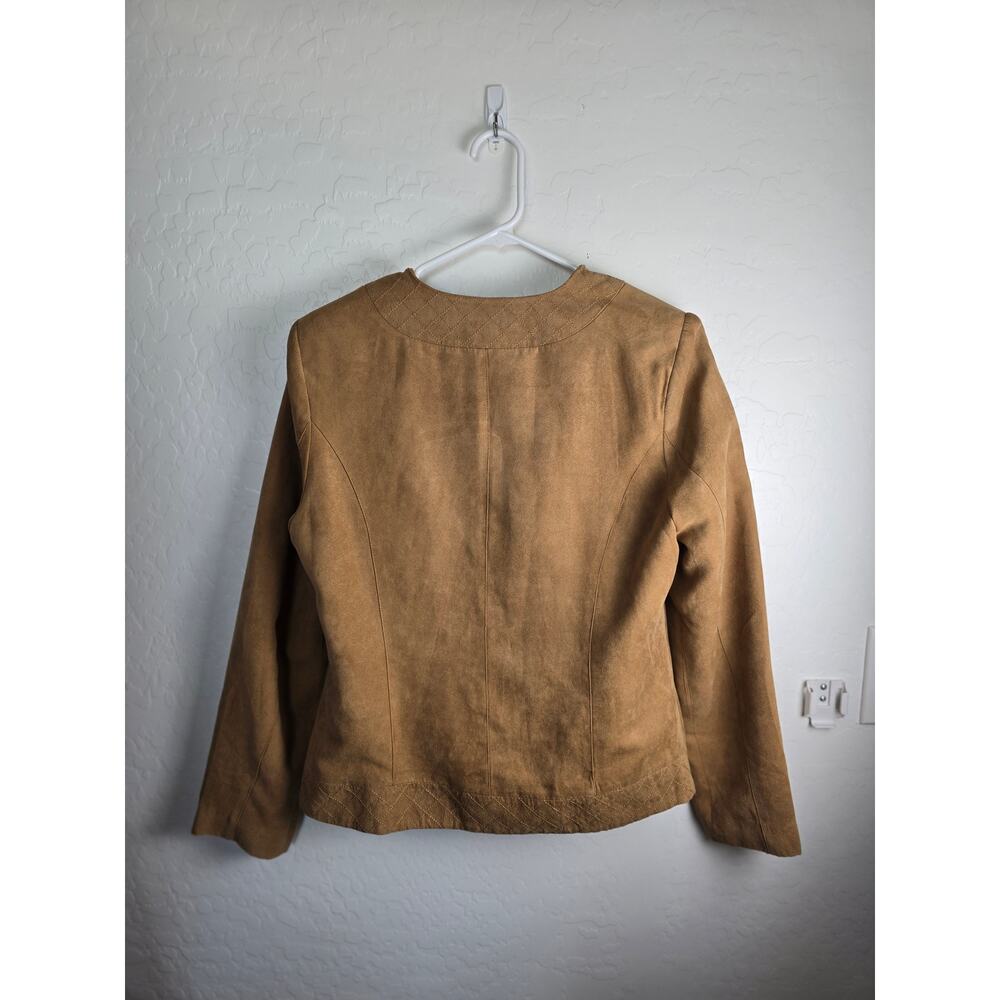 DressBarn Faux Suede Jacket size Medium brown tan Blazer - Picture 6 of 6